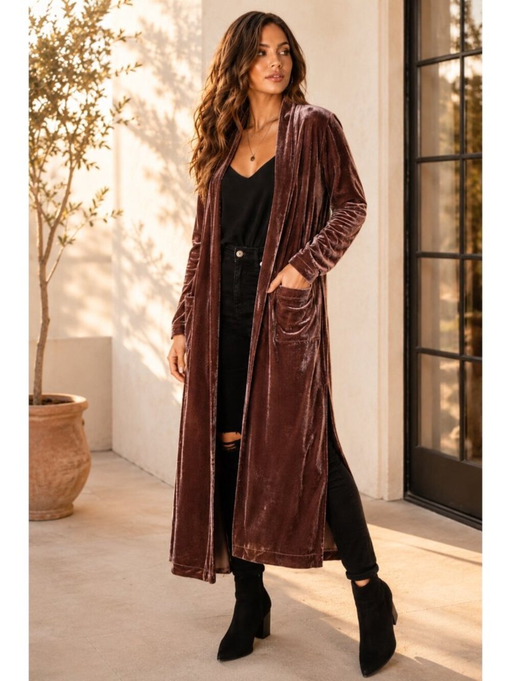 BB Dakota Steve Madden Just Vibes S/M Velvet Duster Small Burgundy Smoke NWT